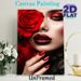 Red Rose & Glamorous Woman Painting Poster, Lustrous Mysterious Close-up Portrait Poster, Elegant Artistic Decor Ideal For Bedroom, Vanity Space_maomaolike.com