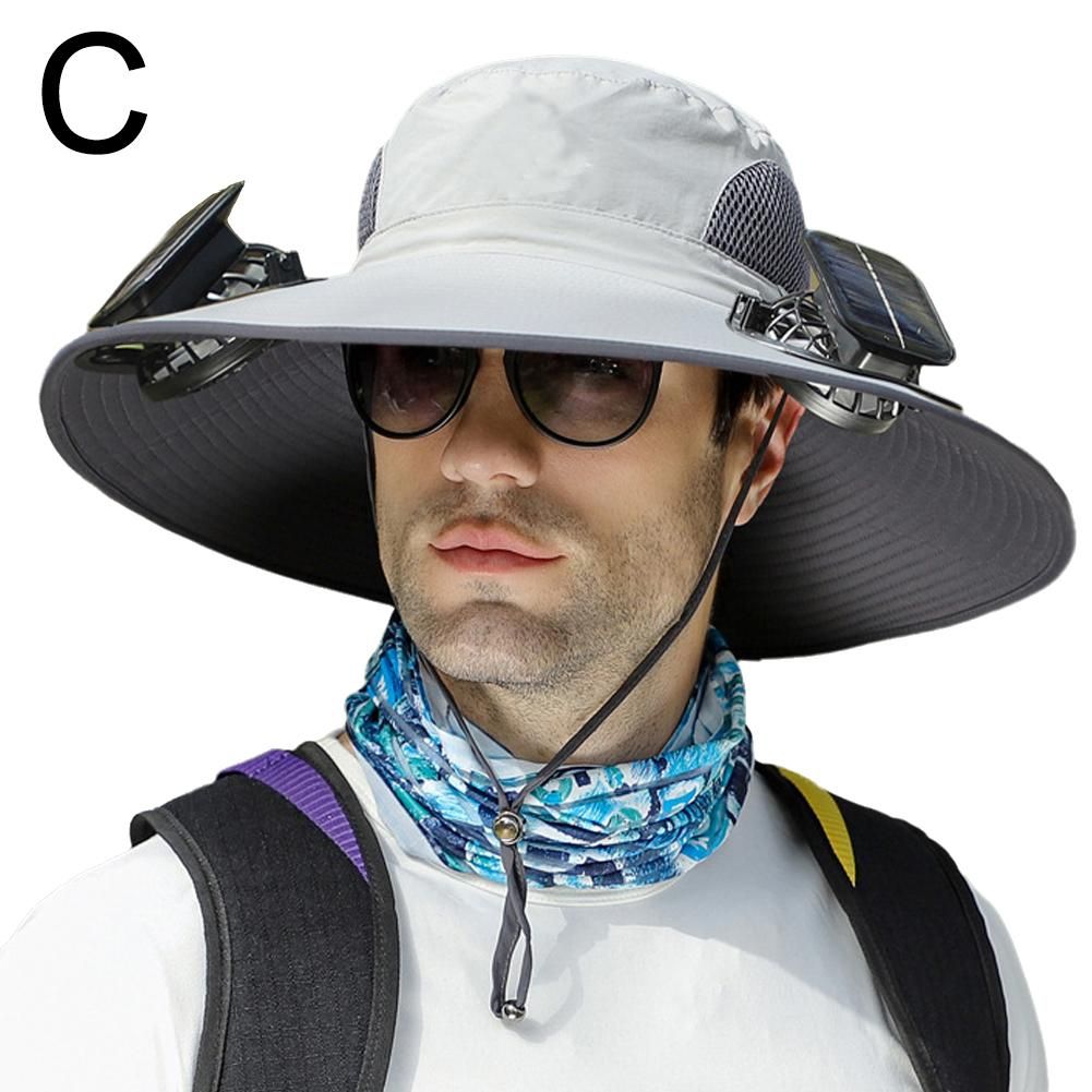 Hot Sale Solar Fan Fisherman Hat Outdoor Brim Sunscreen Fishing 2024 Mute Quick-dry Big Large Rechargeable Men Cap Wind New Hats_maomaolike.com