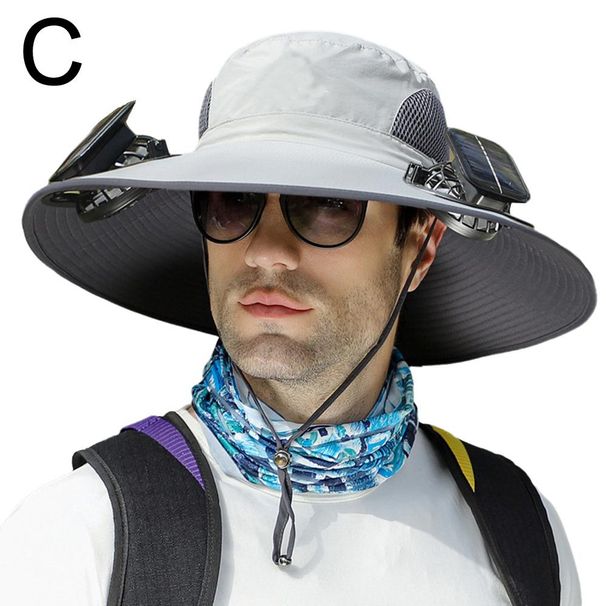 Hot Sale Solar Fan Fisherman Hat Outdoor Brim Sunscreen Fishing 2024 Mute Quick-dry Big Large Rechargeable Men Cap Wind New Hats_maomaolike.com