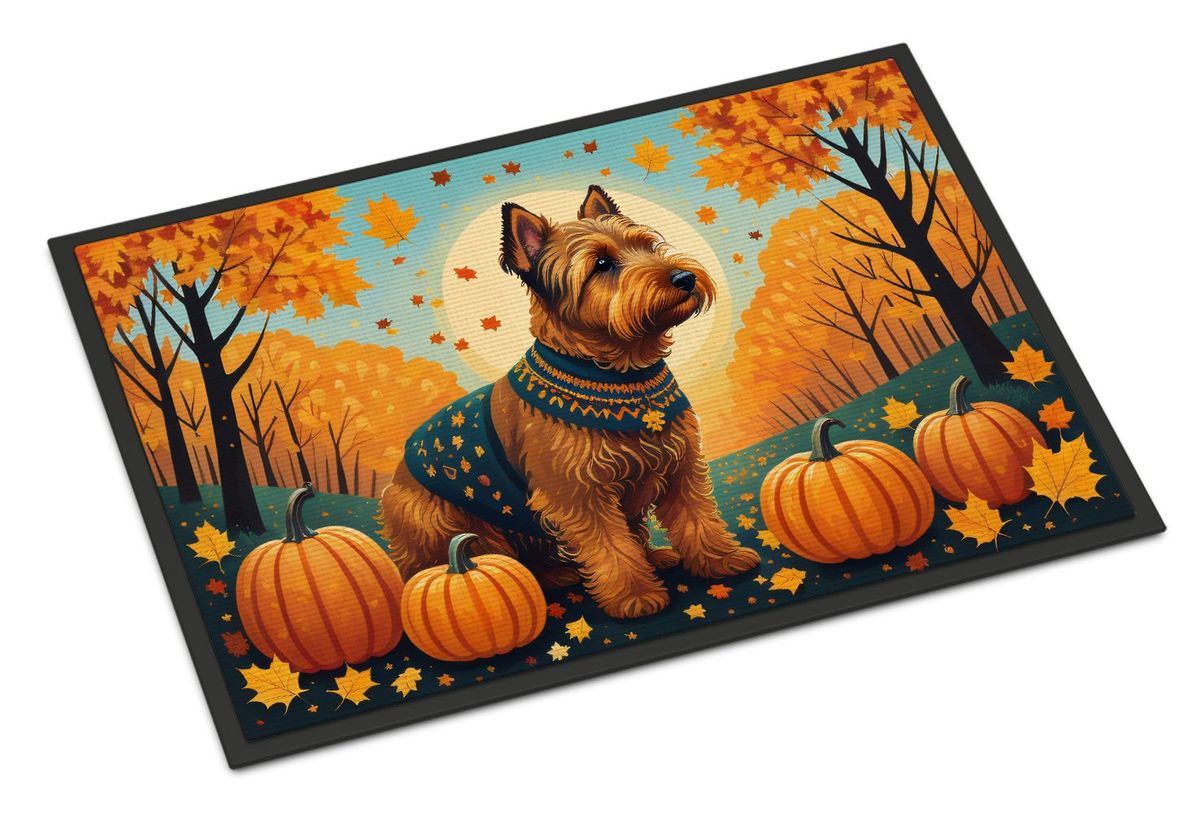 Welsh Terrier Fall Doormat Front Door Mat Indoor Outdoor Rugs For Entryway, Non Slip Washable Low Pile, 24H X 36W_maomaolike.com