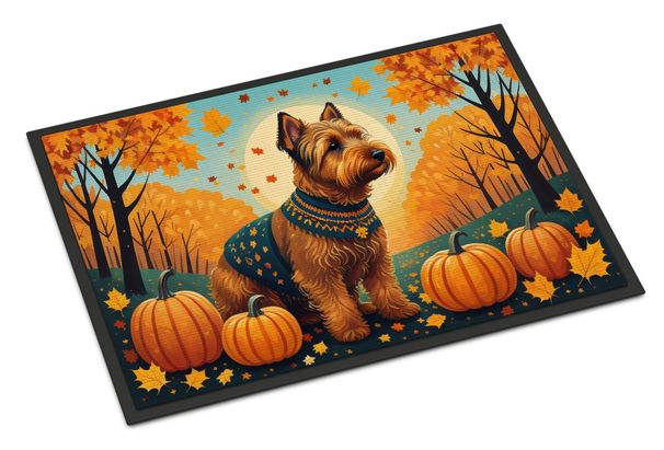 Welsh Terrier Fall Doormat Front Door Mat Indoor Outdoor Rugs For Entryway, Non Slip Washable Low Pile, 24H X 36W_maomaolike.com