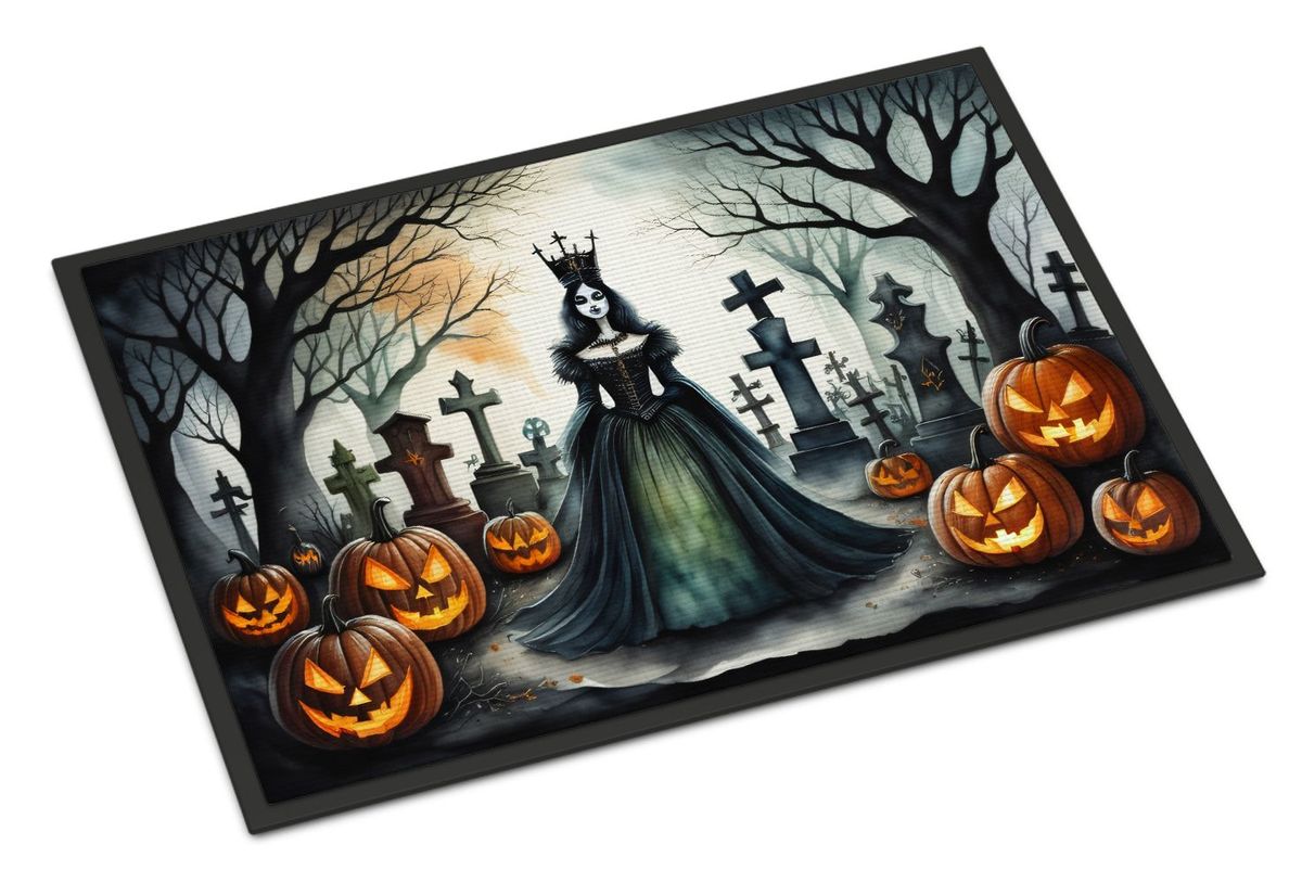 Evil Queen Spooky Halloween Doormat Front Door Mat Indoor Outdoor Rugs For Entryway, Non Slip Washable Low Pile, 24H X 36W_maomaolike.com