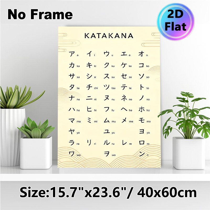 Katakana Themed Painting Poster, Minimalist Japanese Style Phonetic Chart Poster, Practical Tool For Japanese Language Learning, Ideal For Study Room_maomaolike.com
