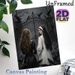 Gothic Dark Fantasy Painting Poster, Mysterious Moody Gothic-style Poster, Featuring Two Women With Crows By Ornate Iron Gate, Atmospheric Dark Decor_maomaolike.com