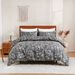Nordic Floral Brushed Fitted Sheet Set - Premium Elastic Bed Skirt With Botanical Patterns, Ultra-Soft Microfiber_maomaolike.com