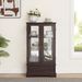 Glass Cabinet Lighted Glass Cabinet Curio Display Cabinet With Adjustable Glass Shelves 2 Doors And 1 Drawer Cabinet Bulb Included Cherry_maomaolike.com