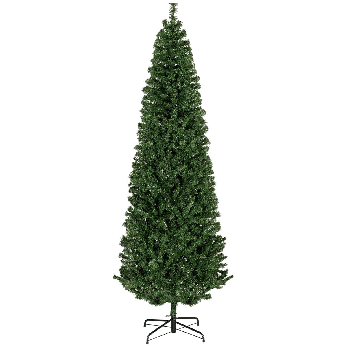 Tall Pencil Artificial Christmas Tree Holiday Décor With Branches, Auto Open, Steel Base, Pine Needles, Green_maomaolike.com