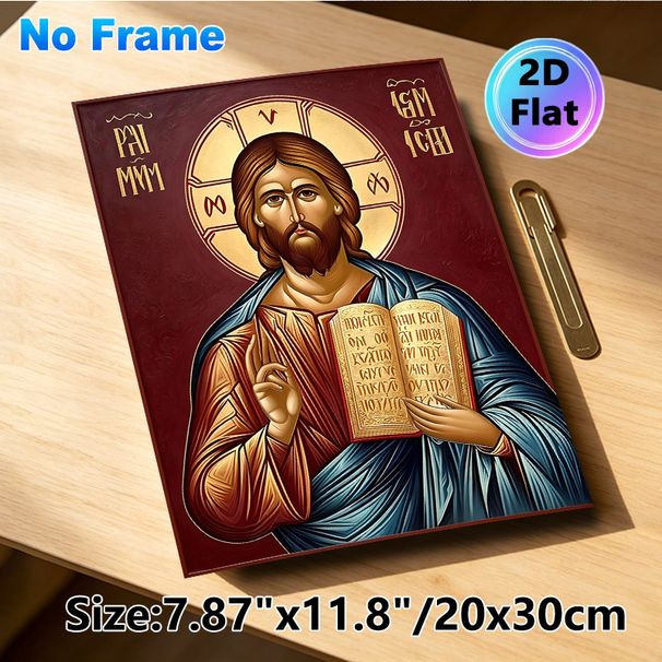 Jesus Christ Orthodox Icon Painting Poster, Traditional Gilded Religious Iconographic Style Poster, Reverent Spiritual Decor Suitable For Home, Chapel_maomaolike.com