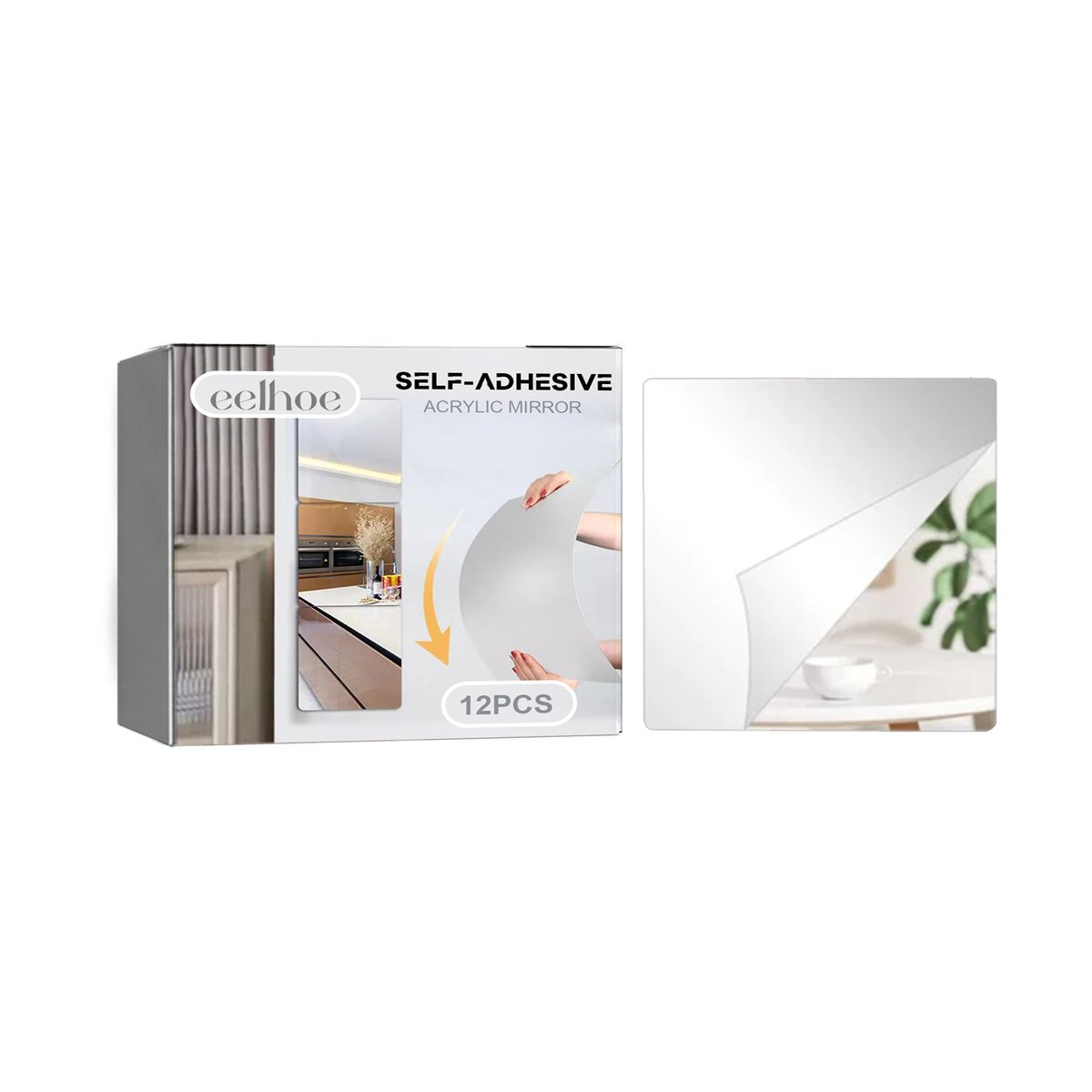EELHOE Self-Adhesive Anti-Fall Wall Mirror Bedroom Splicing Self-Adhesive Mirror Wall Sticker Stereoscopic Perforated-Free Full-Length Mirror_maomaolike.com