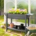 Wood Raised Planter Box, Elevated Garden Bed With Lockable Wheels, Side Tables, Bottom Shelf, Drain Holes, Gray_maomaolike.com
