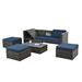 Patio Furniture, Outdoor Furniture, Seasonal PE Wicker Furniture,5 Set Wicker Furniture With Plywood Coffee Table,with Lift TOP Coffee Table,with Lounger Sofa_maomaolike.com