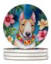 English Bull Terrier Luau Large Sandstone Coasters Pack Of 4 Absorbent Round Coasters Decor Gifts For Men Or Women, 4 In, Multicolor_maomaolike.com