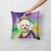 White Poodle King Of Mardi Gras Throw Pillow Machine Washable, Indoor Outdoor Decorative Pillow For Couch, Bed Or Patio, 18Hx18W_maomaolike.com