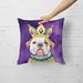 American Bulldog King Of Mardi Gras Throw Pillow Machine Washable, Indoor Outdoor Decorative Pillow For Couch, Bed Or Patio, 18Hx18W_maomaolike.com