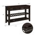 Retro Design Console Table With Two Open Shelves, Pine Solid Wood Frame And Legs For Living Room_maomaolike.com