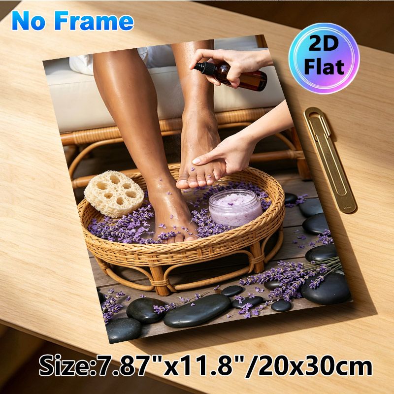 Lavender Foot Spa Painting Poster, Gentle Soothing Foot Care Scene Poster, Calming Wellness Design Brings Tranquil Vibe Ideal For Spa Room, Bedroom_maomaolike.com