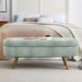 Ottoman Oval Storage Bench,Rubber Wood Legs, Gray (43.5"x16"x16") Cyan_maomaolike.com