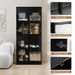 Display Cabinet With Glass Doors, Tall Storage Cupboard, Freestanding Curio Display Cabinet With 4-Tier Storage Shelves For Collectibles, Living Room, Home Office_maomaolike.com