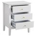 conifferism White Bed Side Table With 3 Drawers 19" W, Bedroom Nightstand 24" H,Vintage Modern Night Stand,Living Room Fluted End Bedside Tables_maomaolike.com
