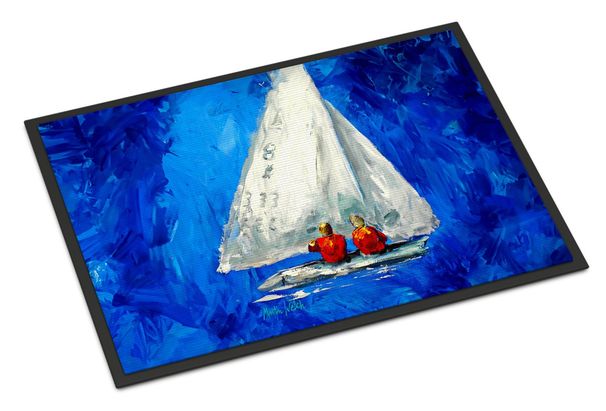 Twos Company Sailboat Doormat Front Door Mat Indoor Outdoor Rugs For Entryway, Non Slip Washable Low Pile, 24H X 36W_maomaolike.com
