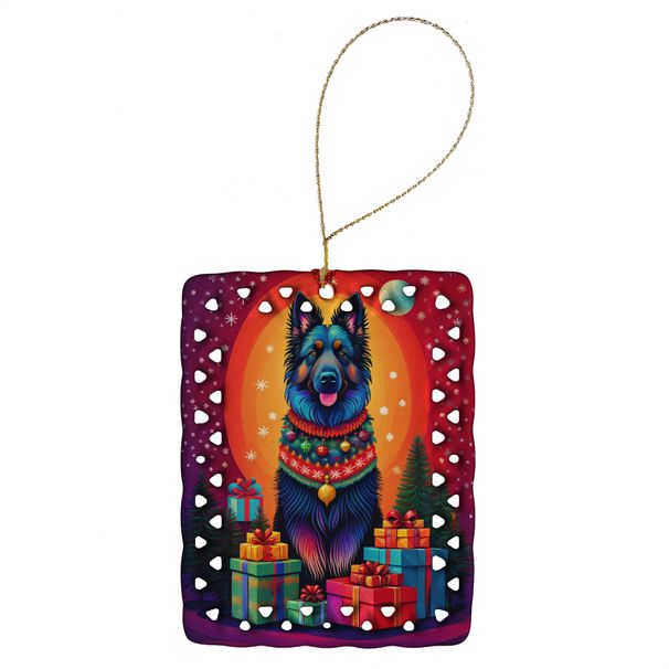 Belgian Sheepdog Holiday Christmas Porcelain Ornament Christmas Tree Hanging Decorations For Home Christmas Holiday, Rectangle, Gift, Multicolor_maomaolike.com
