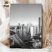 Urban Riverfront Skyline Painting Poster, Monochrome Minimalist Cityscape With Bridge & Skyscrapers Poster, Sleek Urban Wall Decor Suitable For Living_maomaolike.com