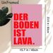 German "The Floor Is Lava" Slogan Painting Poster, Bold Minimalist Red Text On Pink Backdrop Poster, Playful Eye-Catching Decor For Living Room_maomaolike.com