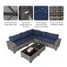 7-Piece Outdoor Patio Furniture Sets, All-Weather Wicker Rattan Sectional Sofa, Modern Two Glass Coffee Table And Washable Seat Cushion(Grey Blue)_maomaolike.com