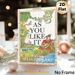 Shakespeare's As You Like It Painting Poster, Vintage Literary Style Illustrated Poster, Woodland Scene With Bard & Forest Animals, Infuses Classic_maomaolike.com