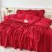 Wholesale Festive Red Dress Ruffled Edges, Multi-layer Lace Four-piece For Bridal Trousseau, Wedding Room 4-piece Set With Bed Ski_maomaolike.com
