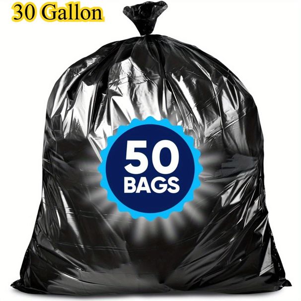 1.6 MIL 50/100 Pieces Ultra Thick Plastic Heavy-Duty 30-Gallon Garbage Bags (50 Pieces, 31.5in X 35.5in) - Ideal For Courtyard Fallen Leaves, Hotels, Malls, Supermarkets, Gardens, Streets & Homes_maomaolike.com