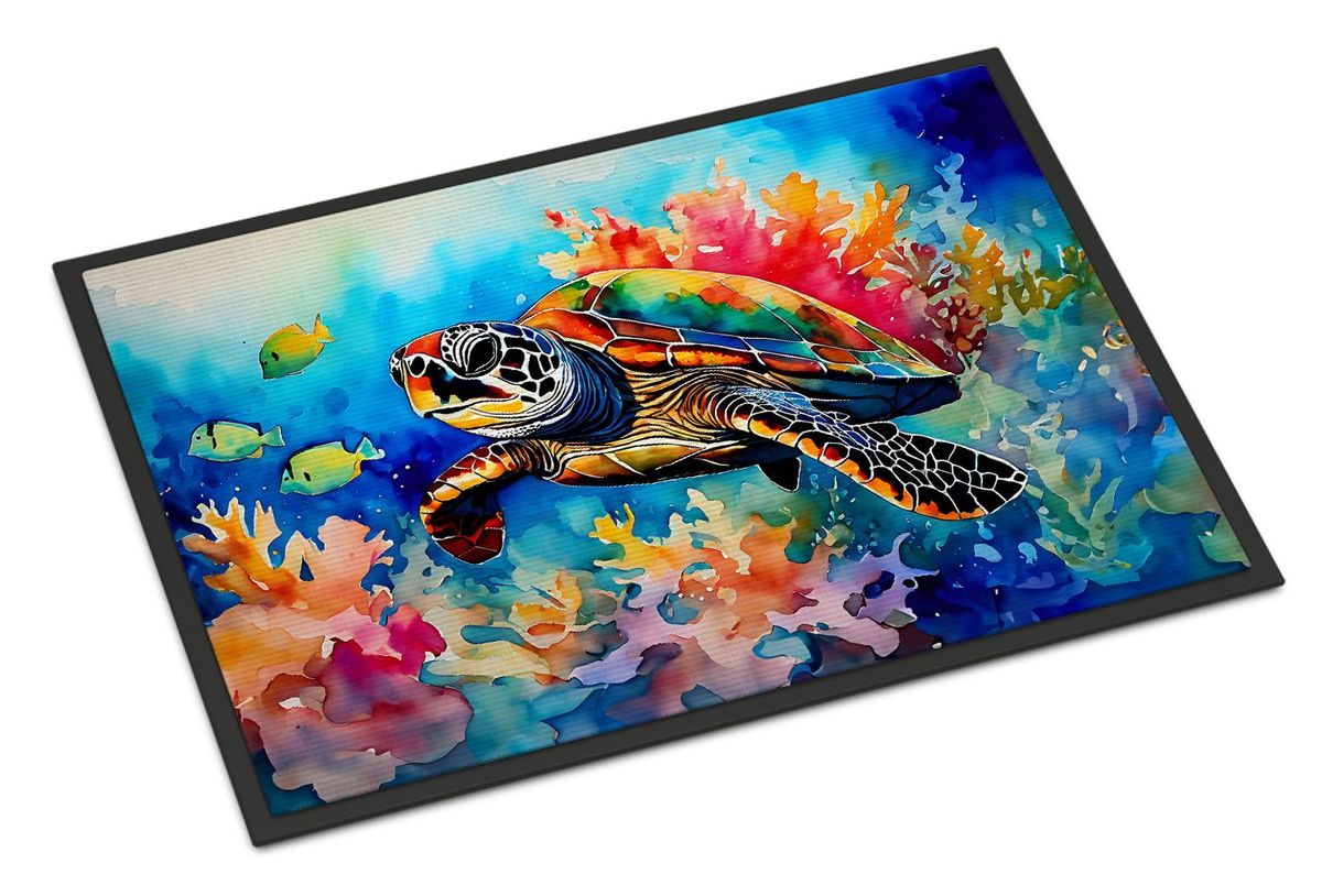 Loggerhead Sea Turtle Doormat Front Door Mat Indoor Outdoor Rugs For Entryway, Non Slip Washable Low Pile, 24H X 36W_maomaolike.com
