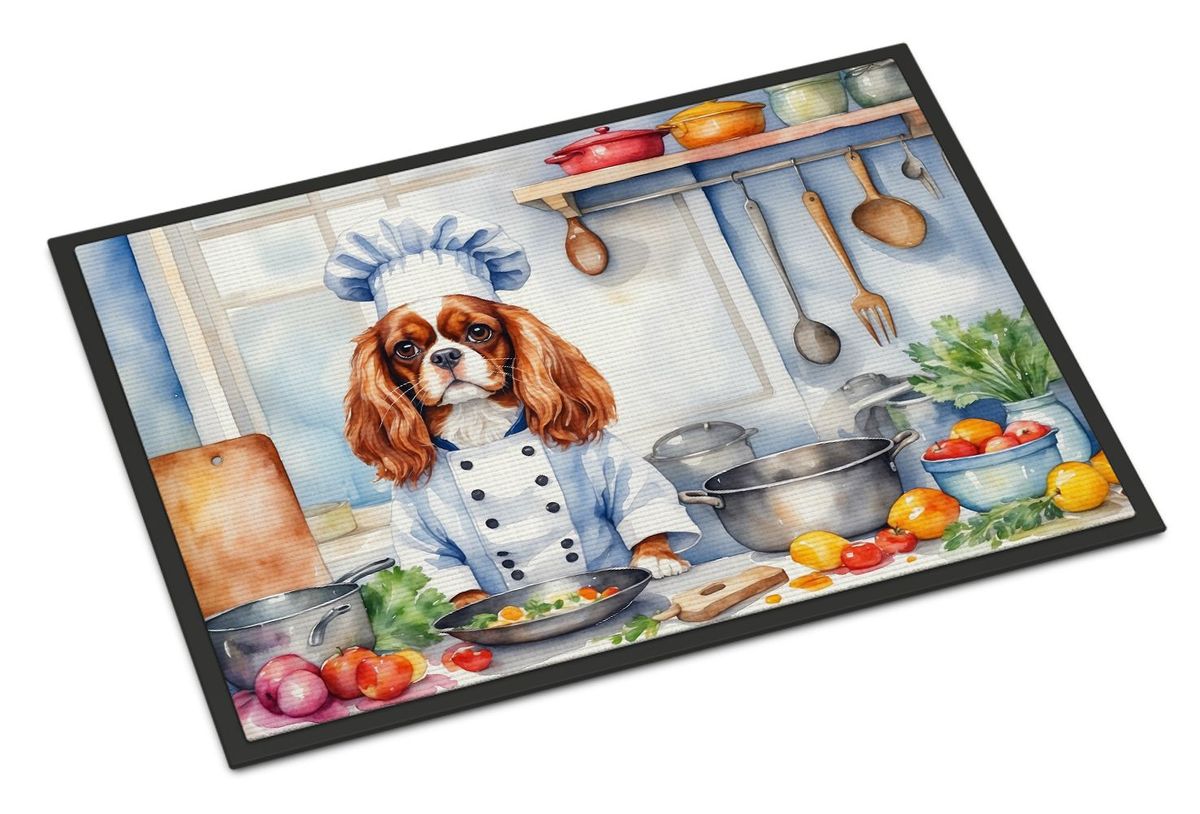 Cavalier Spaniel The Chef Doormat Front Door Mat Indoor Outdoor Rugs For Entryway, Non Slip Washable Low Pile, 24H X 36W_maomaolike.com