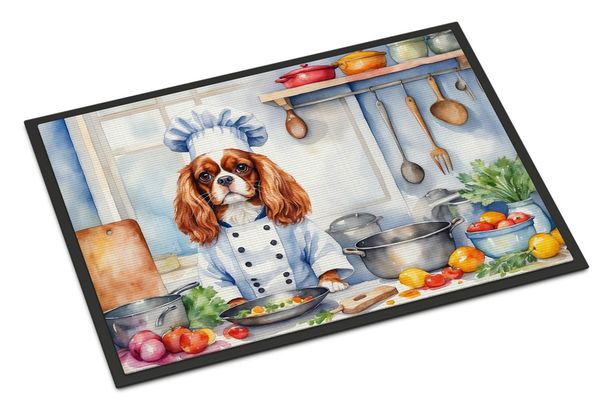 Cavalier Spaniel The Chef Doormat Front Door Mat Indoor Outdoor Rugs For Entryway, Non Slip Washable Low Pile, 24H X 36W_maomaolike.com