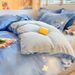 Cartoon Printed Milk Velvet Four-Piece Thickened Duvet Cover Bed Sheet Three-Piece Set_maomaolike.com