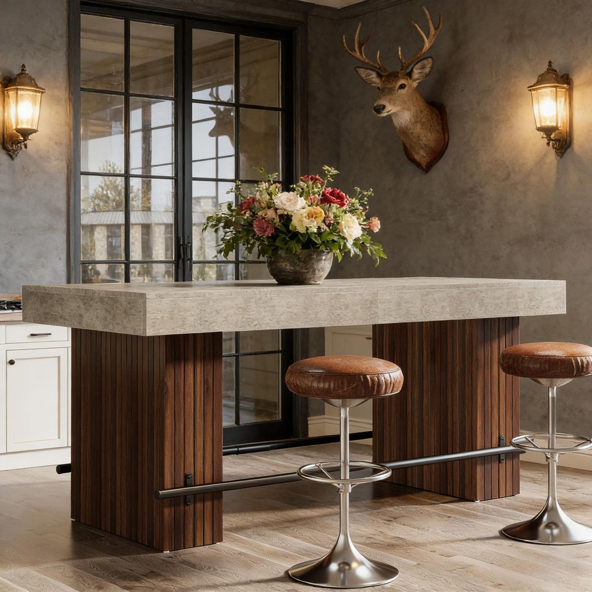 Bar Table, Industrial Counter Height Pub Dining Table_maomaolike.com