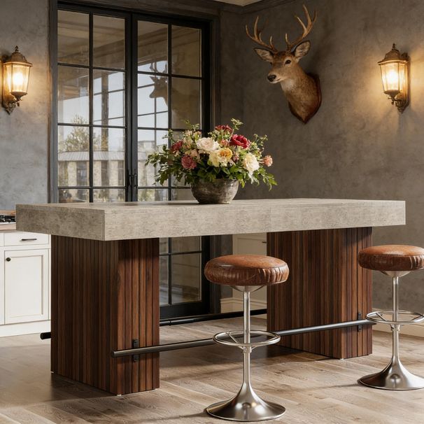 Bar Table, Industrial Counter Height Pub Dining Table_maomaolike.com