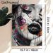 Graffiti Style Female Portrait Painting Poster, Bold Monochrome Face With Colorful Splash & Heart Element Poster, Edgy Artistic Decor For Bedroom_maomaolike.com