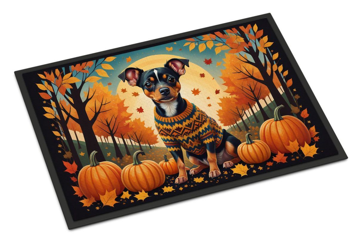 Miniature Pinscher Fall Doormat Front Door Mat Indoor Outdoor Rugs For Entryway, Non Slip Washable Low Pile, 24H X 36W_maomaolike.com
