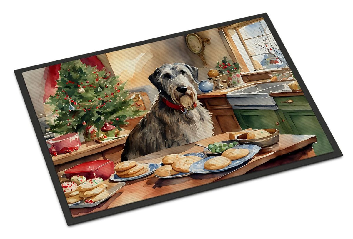 Irish Wolfhound Christmas Cookies Doormat Front Door Mat Indoor Outdoor Rugs For Entryway, Non Slip Washable Low Pile, 24H X 36W_maomaolike.com
