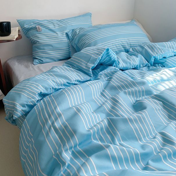 Wholesale INS Blogger Style Japanese Nordic Simple Striped Mixed Pure Cotton Four-Piece For Homestay Apartment All-Cotton 4-Piece_maomaolike.com