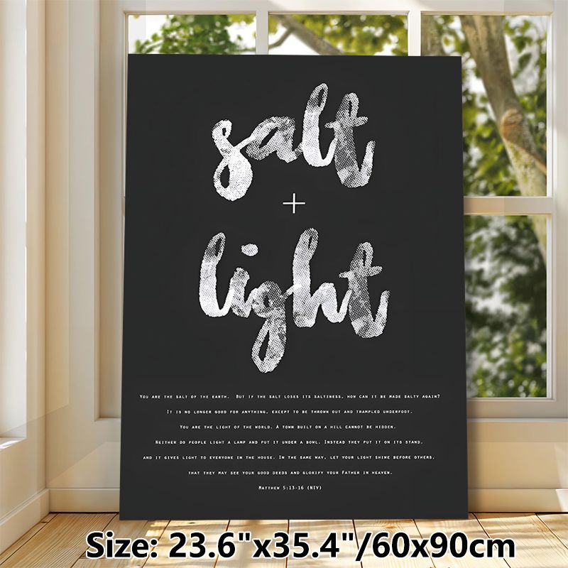 Bible Verse "Salt + Light" Painting Poster, Minimalist Monochrome Typographic Poster, Inspirational Religious Scripture Art, Ideal For Home, Office Or_maomaolike.com