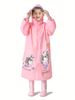 Cute Girls Cartoon Angel Print Raincoat With Schoolbag Cover, Rainproof Long Jacket Perfect For Outdoor Activities Children's Day_maomaolike.com
