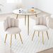 Modern Velvet Dining Chairs Set Of 2, Upholstered Woven Dining Chair With Golden Metal Legs, Upholstered Dining Chairs For Dining Room, Kitchen, Vanity, Living Room BEIGE_maomaolike.com