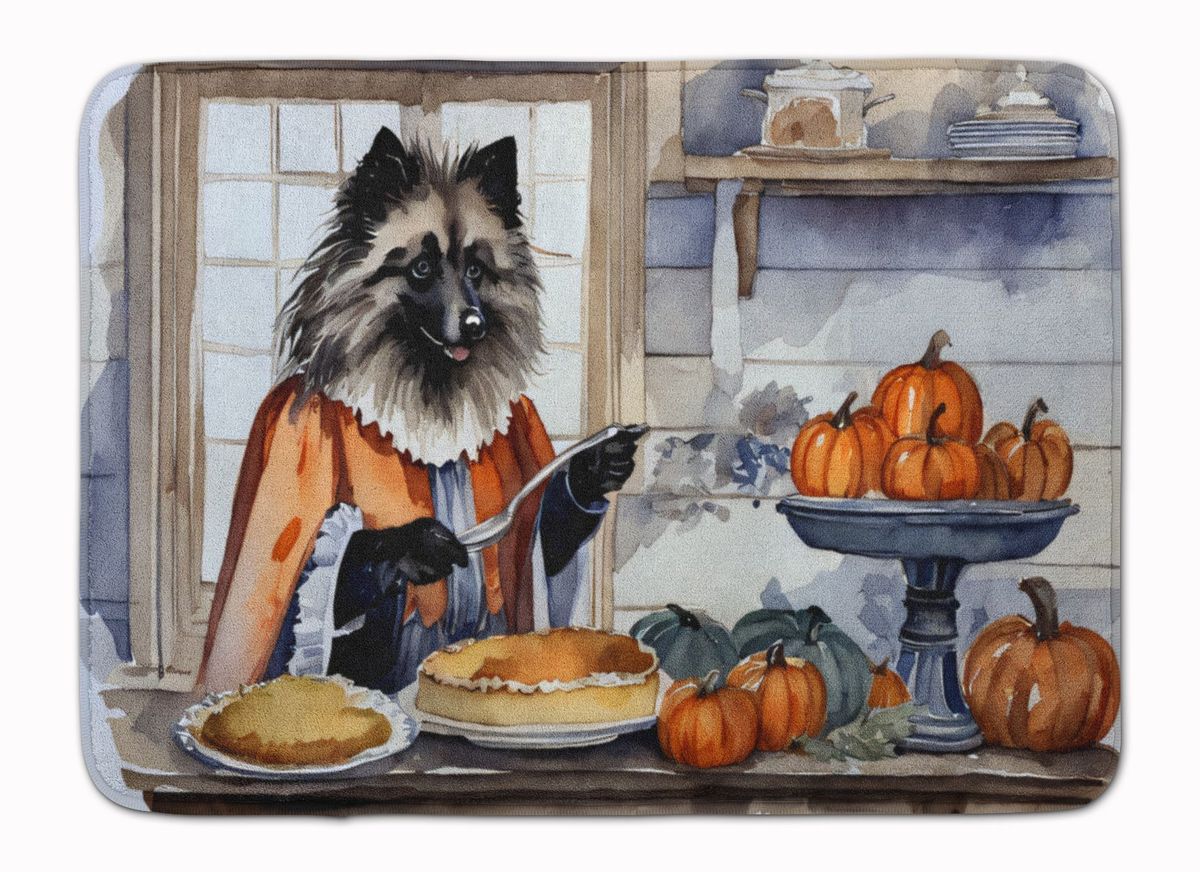 Keeshond Fall Kitchen Pumpkins Memory Foam Kitchen Mat Machine Washable Anti-Fatigue Mat Cushion Comfort Bath Mat Or Kitchen Rug_maomaolike.com