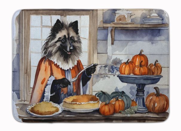 Keeshond Fall Kitchen Pumpkins Memory Foam Kitchen Mat Machine Washable Anti-Fatigue Mat Cushion Comfort Bath Mat Or Kitchen Rug_maomaolike.com