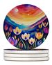 Colorful Crocus Large Sandstone Coasters Pack Of 4 Absorbent Round Coasters Decor Gifts For Men Or Women, 4 In, Multicolor_maomaolike.com
