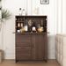 Bar Cabinet With Storage Drawer & Shelves, Fold-up Desktop, Ideal For Home,Dormitory, Small Spaces_maomaolike.com