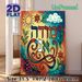Decorative Script Painting Poster, Vibrant Folk Art Style Poster, Colorful Swirling Script Paired With Sun, Clouds & Floral Motifs, Charming Wall_maomaolike.com