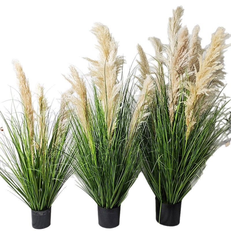 Natural Grass Dried Flowers, Trendy Instagram-style Artificial Green Plants For Floor Display, Mall Window Display_maomaolike.com